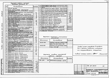 Состав альбома. Типовой проект 507-099.90Альбом 2 Электрическая часть (Вариант 1. Устройство Лисна;. Вариант 2. Устройство Гранит) 