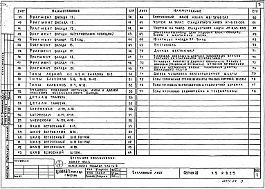Состав альбома. Типовой проект 81-014.84Альбом 12 Монтажные узлы и детали выше отм. 0.000. Часть 9, раздел 9.2-4/82, 9.2-5