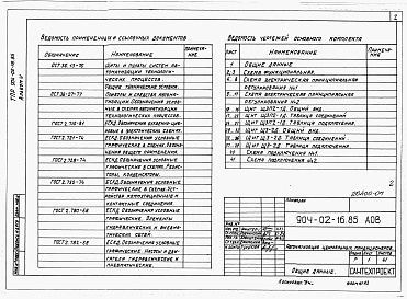Состав альбома. Типовой проект 904-02-16.85Альбом 5 Кондиционер прямоточный с двумя секциями воздухонагревателя первого подогрева и тремя доводчиками.      Электрическая система регулирования      /КТЦ2-10...КТЦ2-250/      