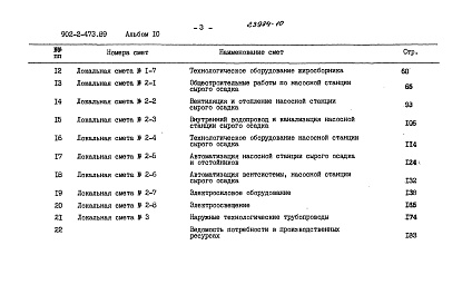 Состав альбома. Типовой проект 902-2-473.89Альбом 10 Сметы   
