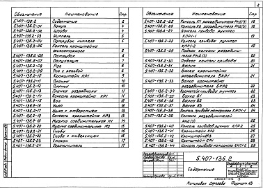 Состав альбома. Серия 5.407-136 ВоздушныеВыпуск 2 Изделия. Рабочие чертежи 