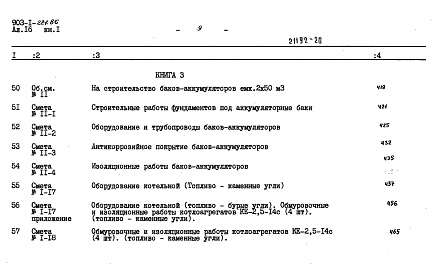 Состав альбома. Типовой проект 903-1-221.86Альбом 16 Книга 1 Сметы