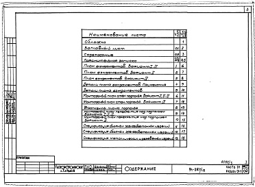 Состав альбома. Типовой проект 94-087/1.2Альбом 3 Часть 01 Архитектурно-строительные чертежи ниже отм.0.000  Раздел 01-1 Здание с подпольем