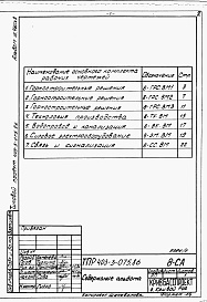 Состав альбома. Типовой проект 403-3-075.86Альбом 3 Ведомости потребности в материалах. Часть 1
