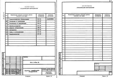 Состав альбома. Типовой проект 224-1-424м.84Альбом 6 Спецификации оборудования     