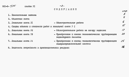 Состав альбома. Типовой проект 901-6-79.85Альбом 6 Сметы