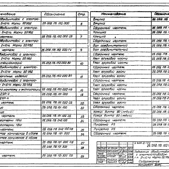 Состав фльбома. Серия 3.820.2-44 ПодъемникиВыпуск 15 Подъемник двухвинтовой с электроприводом грузоподъемностью 2х10 т марки 20ЭВД