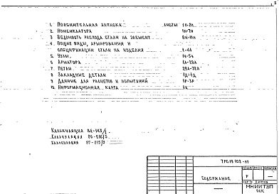 Состав альбома. Шифр 7РС 19102Альбом 1 Рабочие чертежи