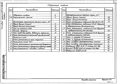 Состав альбома. Типовой проект 407-3-512.88Альбом 1  Пояснительная записка. Архитектурно-строительные решения. Электротехническая часть и опросные листы    