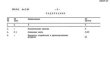 Состав альбома. Типовой проект 290-9-6Альбом 2. 84 Сметы