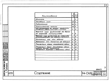 Состав альбома. Типовой проект 94-068/1.2Альбом 3 Часть 01 Архитектурно-строительные чертежи ниже отм.0.000  Раздел 01-1 Здание с подпольем для обычных условий строительства