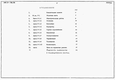 Состав альбома. Типовой проект 188-24-198.86Альбом 3 Сметы