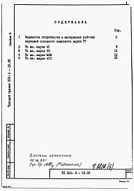 Состав альбома. Типовой проект 902-9-29.85Альбом 5 Ведомости потребности в материалах    