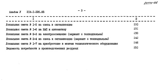 Состав альбома. Типовой проект 214-1-326.85Альбом 5 Сметы