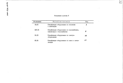 Состав альбома. Типовой проект 000-974.13.93Альбом 2 Спецификация оборудования