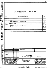 Состав альбома. Типовой проект 416-1-178.86Альбом 8 Проектная документация по переводу помещений под ПРУ    