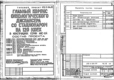 Состав альбома. Типовой проект 252-3-36с.83Альбом 11 Чертежи задания заводу-изготовителю