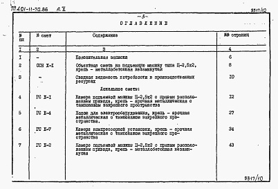 Состав альбома. Типовой проект 401-11-70.86Альбом 10  Подъемная машина типа Ц-2,5х2. Сметы и ведомости потребности в материалах     