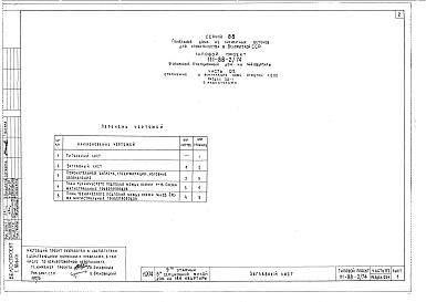 Состав альбома. Типовой проект 111-88-2/74Альбом 3 Отопление и вентиляция ниже отм. 0 (часть 02)
