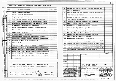 Состав альбома. Типовой проект 185-000-339.85Альбом 1 Архитетктурно-строительные, санитарно-технические и электротехнические чертежи выше отм.0.000