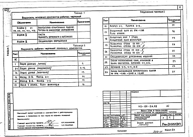 Состав альбома. Типовой проект 143-184-8м.88Альбом 1 Архитектурно-строительные решения. Чертежи по инженерному оборудованию