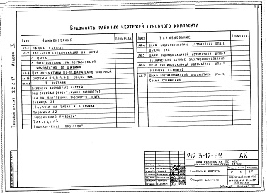 Состав альбома. Типовой проект 212-3-17Альбом 9 Задание заводу на изготовление щитов
