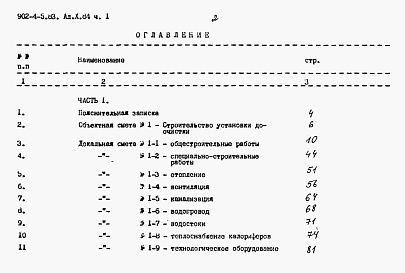 Состав альбома. Типовой проект 902-4-5.83Альбом 10 Сметы. Части 1 и 2    