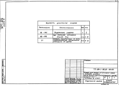 Состав альбома. Типовой проект 284-1-190.83Альбом 3 Задание заводу-изготовителю