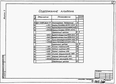 Состав альбома. Типовой проект 902-1-138.88Альбом 5 Подземная часть. Изделия.         	          