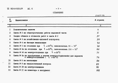 Состав альбома. Типовой проект 901-2-164.89Альбом 6 Сметы. Общая часть (из тп 901-2-163.89)     	          
