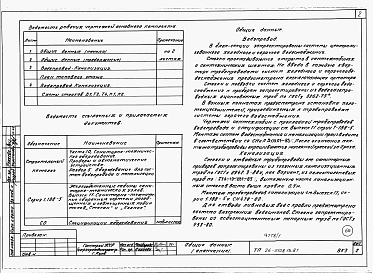 Состав альбома. Типовой проект 26-0108.13.87Альбом 1 Части 0, 01, 02, 03, 1, 2, 3, 4, 5, 6 Общие архитектурно-строительные решения. Архитектурно-строительные решения ниже отм. 0,000. Отопление и вентиляция ниже отм. 0,000. Внутренние водопровод и канализация ниже отм. 0,000. Архитектурно-строительн