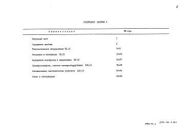 Состав альбома. Типовой проект 274-16-1.91Альбом 3 Спецификация оборудования. Технологическое оборудование. Санитарно-техническое оборудование. Электротехническое оборудование.