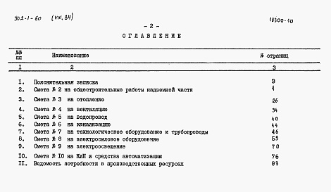 Состав альбома. Типовой проект 902-1-63Альбом 8.84 Сметы. Общая часть (из ТП 902-1-60)   