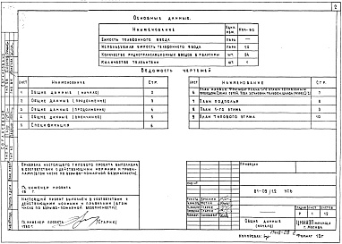 Состав альбома. Типовой проект 81-09/1.2Альбом 8 Устройства связи. Часть 6 