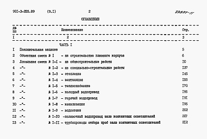 Состав альбома. Типовой проект 901-3-255.89Альбом 9 Сметы.	Часть 1, часть 2