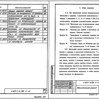 Состав фльбома. Серия 1.424.1-6/89 КолонныВыпуск 0-1с Материалы для проектирования зданий с расчетной сейсмичностью 7 и 8 баллов