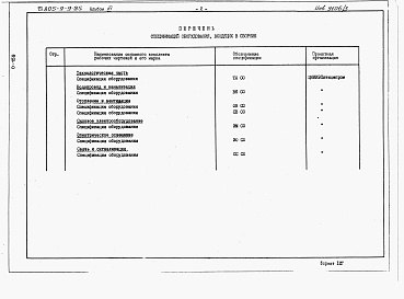 Состав альбома. Типовой проект 805-9-9.85Альбом 3 – Спецификации оборудования.       