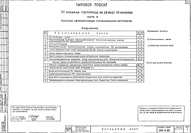 Состав альбома. Типовой проект 284-5-30Альбом 4 Системы автоматизации сантехнических устройств.