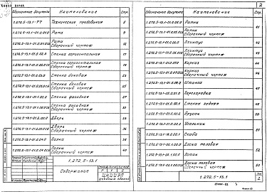 Состав альбома. Серия 1.272.5-13 ВстроенныеВыпуск 1 Изделия. Рабочие чертежи 
