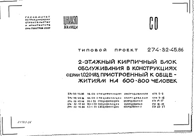 Состав альбома. Типовой проект 274-32-45.86Альбом 4 Спецификации оборудования