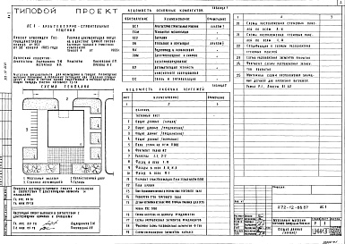 Состав альбома. Типовой проект 272-12-86.87 Альбом 1 Архитектурно-строительные решения. Технология и механизация. Витражи