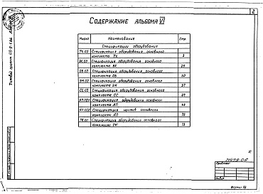 Состав альбома. Типовой проект 413-2-1.86Альбом 6 Спецификации оборудования