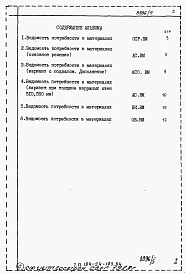 Состав альбома. Типовой проект 184-24-183.84Альбом 5 Ведомости потребности в материалах