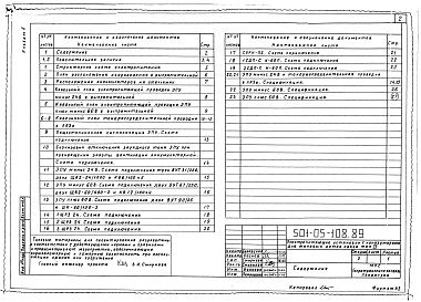 Состав альбома. Типовой проект 501-05-108.89Альбом 1 Электропитающие установки с конверторами дома связи тип IV 501-5-53.85 (СЗ-68-83)     