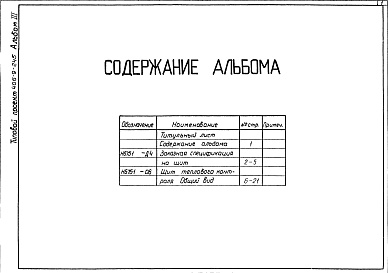 Состав альбома. Типовой проект 406-9-245Альбом 3 Тепловой контроль и автоматика. Чертежи задания заводу-изготовителю