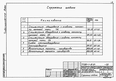 Состав альбома. Типовой проект 901-1-87.87Альбом 7 Спецификация оборудования.     