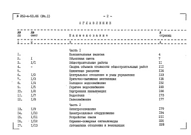 Состав альбома. Типовой проект 252-4-53.86Альбом 8 Сметы Часть 1, 2, 3