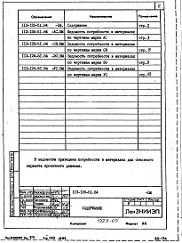 Состав альбома. Типовой проект 113-126-51.84Альбом 4 Сметы. Ведомости потребности в материалах