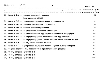 Состав альбома. Типовой проект 902-2-323Альбом 6 Сметы. Часть 1 Общая часть. Блоки емкостей. Контактные резервуары