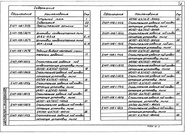 Состав альбома. Серия 5.407-109 УстановкаВыпуск 1 Материалы для проектирования и рабочие чертежи 